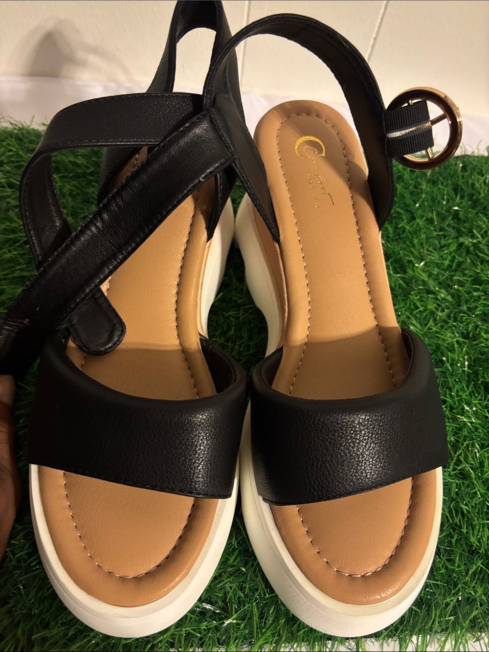 Platform Slingback Sandals in Black